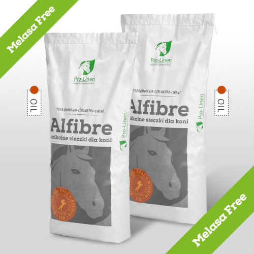 Pro-Linen® Alfibre Oil Melasa Free™ x2 - kaloryczna, smakowicie pachnąca sieczka dla koni