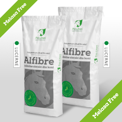 Pro-Linen® Alfibre Lucerne MELASA FREE™ 15 kg x 2 - naturalna, wolna od pyłu sieczka z lucerny dla koni